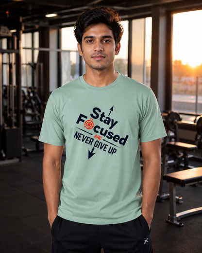 Never Give Up - Round Neck T-Shirt