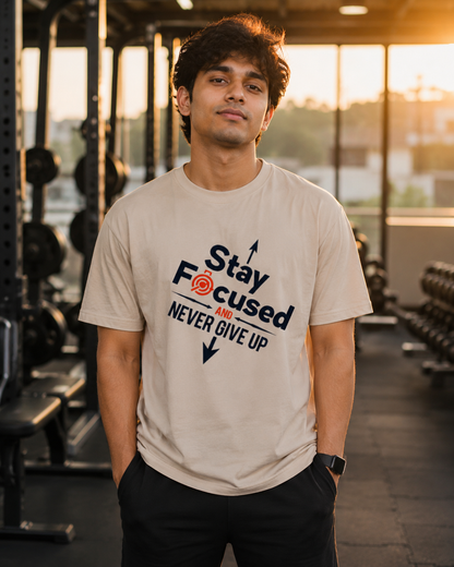 Never Give Up - Round Neck T-Shirt