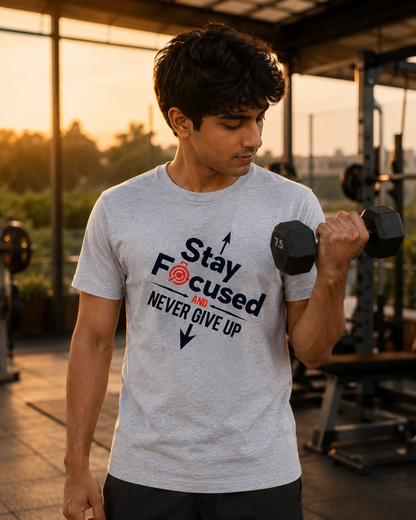 Never Give Up - Round Neck T-Shirt