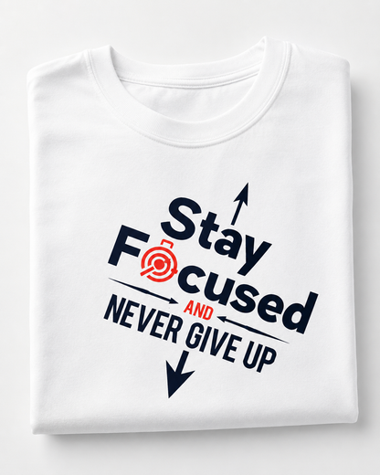 Never Give Up - Round Neck T-Shirt