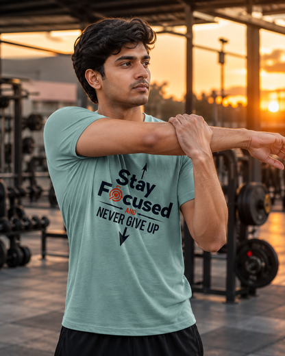 Never Give Up - Round Neck T-Shirt