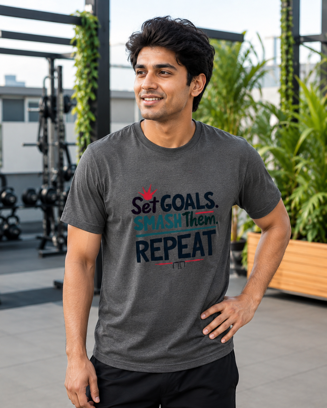 Gym Goals - Round Neck T-Shirt