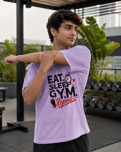 Eat Sleep Gym - Round Neck T-Shirt
