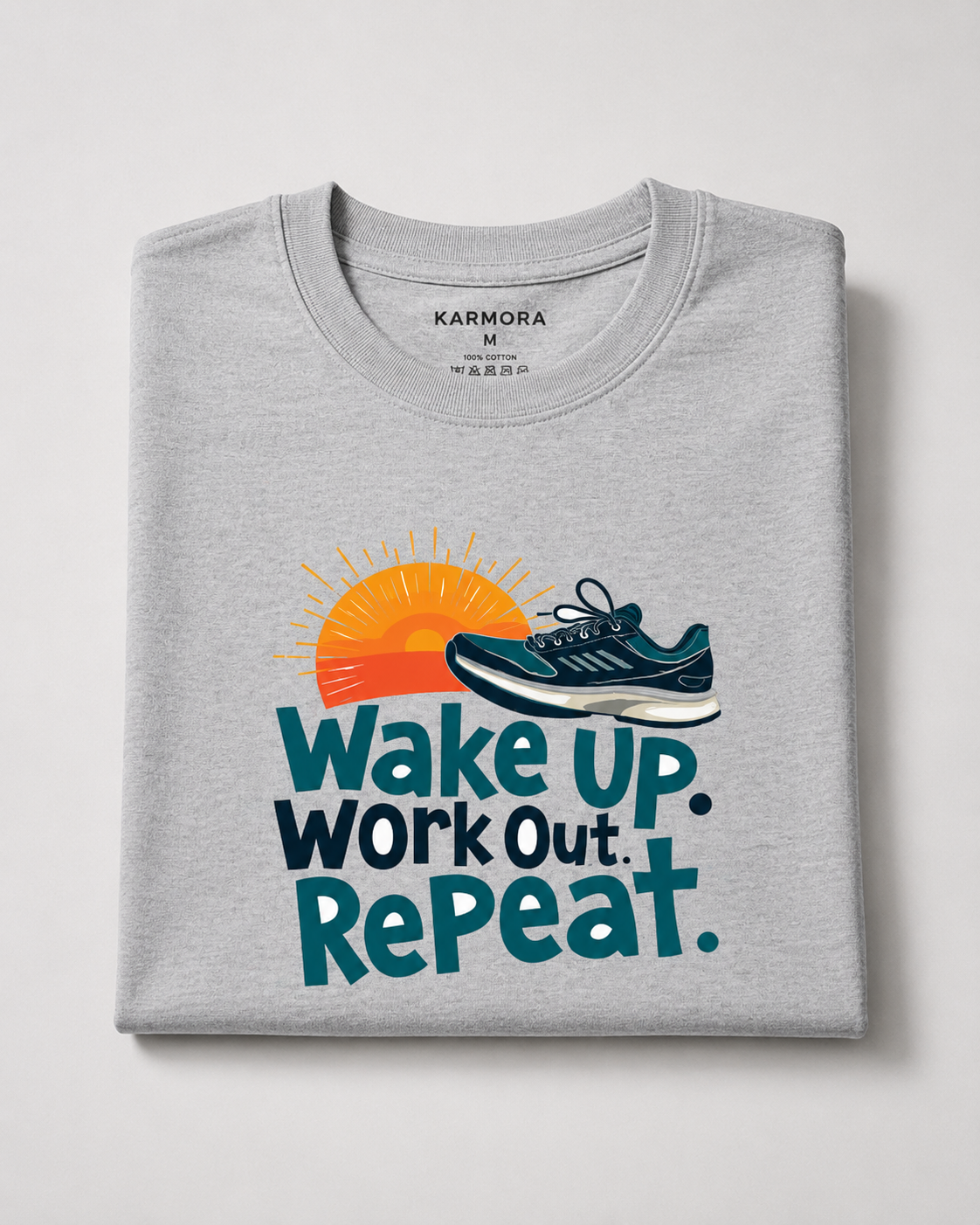 Workout Repeat - Round Neck T-Shirt