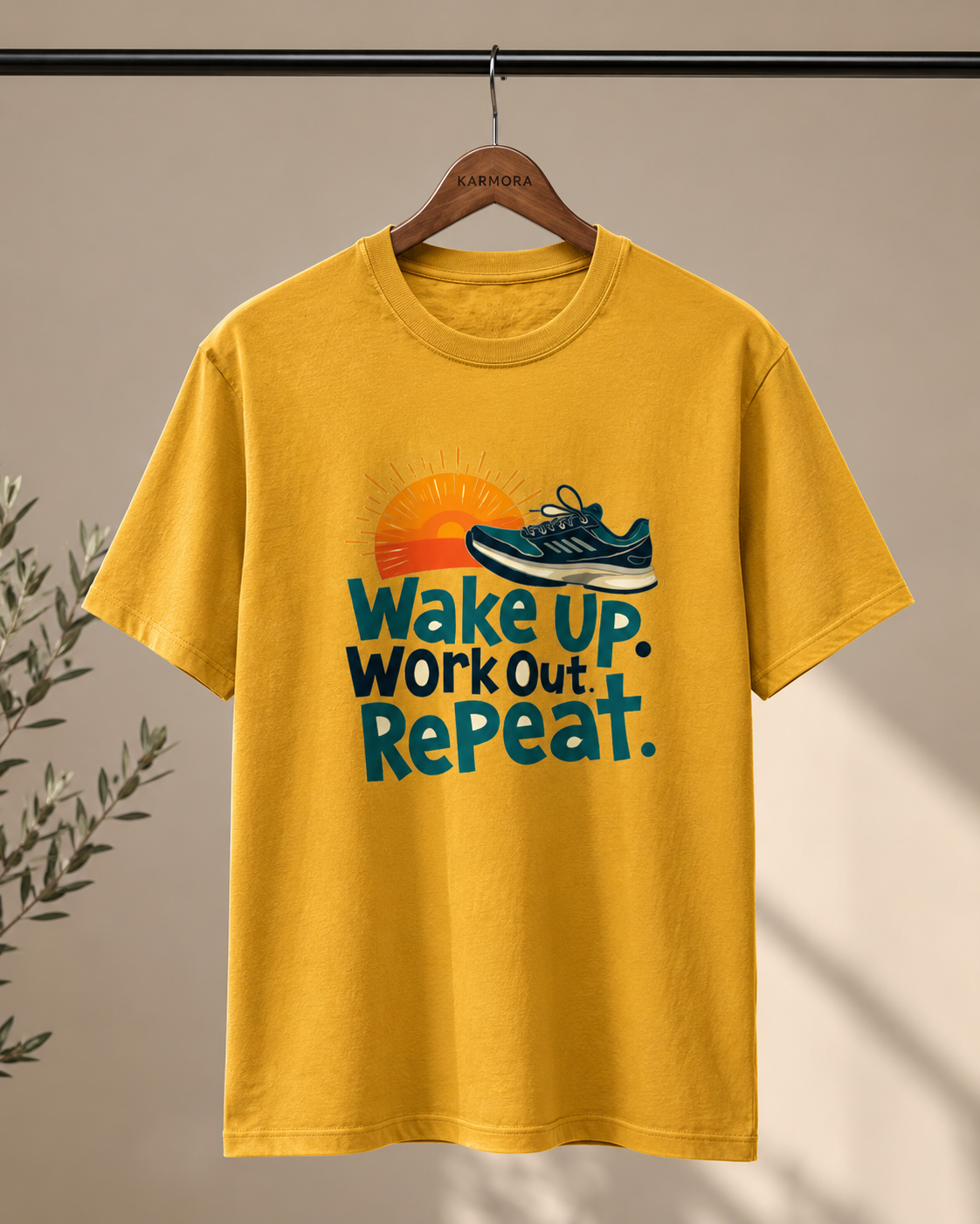 Workout Repeat - Round Neck T-Shirt